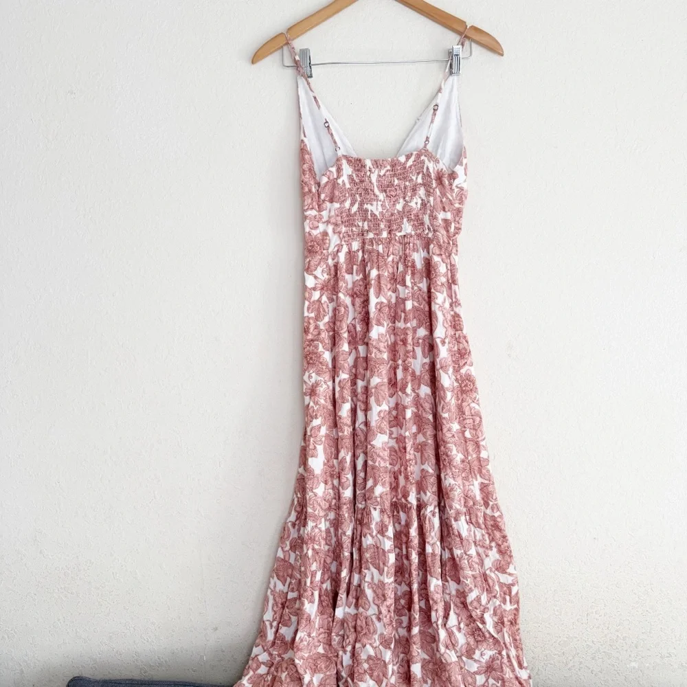 Abercrombie & Fitch Dusty Rose Floral V Neck Romantic Feminine Maxi Dress Sz SP